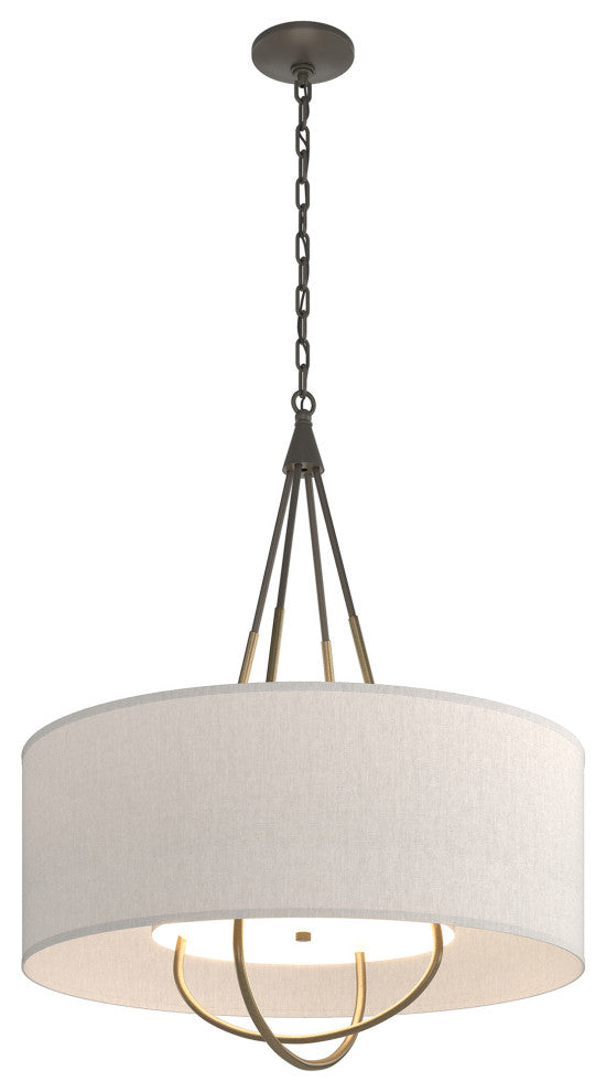 Loop Pendant, Dark Smoke Finish, Soft Gold Accents, Flax Shade