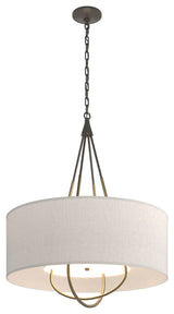 Loop Pendant, Dark Smoke Finish, Soft Gold Accents, Flax Shade