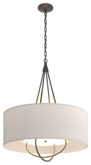 Loop Pendant, Dark Smoke Finish, Soft Gold Accents, Flax Shade