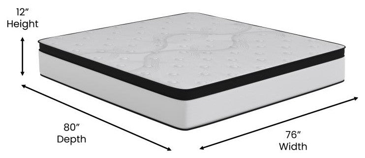 Capri Extra Firm 12 Inch CertiPUR-US Certified Hybrid Pocket Mattress, White, King