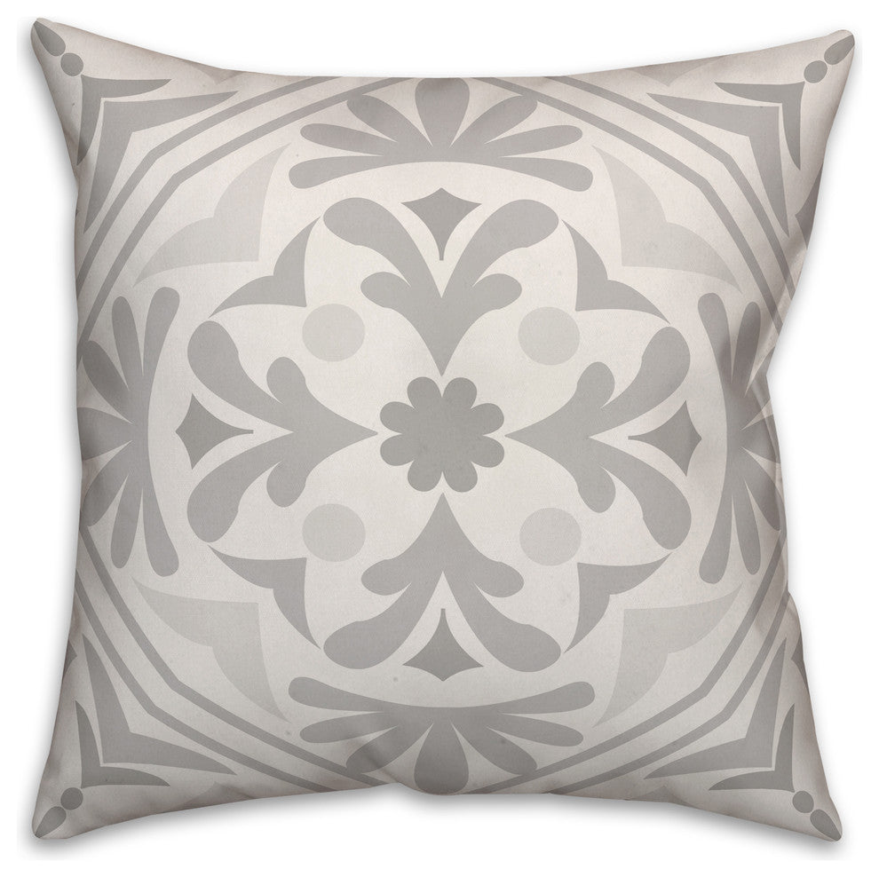 Gray Medallion 16x16 Throw Pillow
