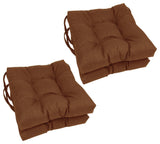 16" Spun Polyester Solid Outdoor Square Tufted Chair Cushions, Set of 4, Mocha
