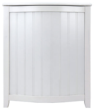 Oceanstar Bowed Front Wood Laundry Hamper With Interior Bag, White