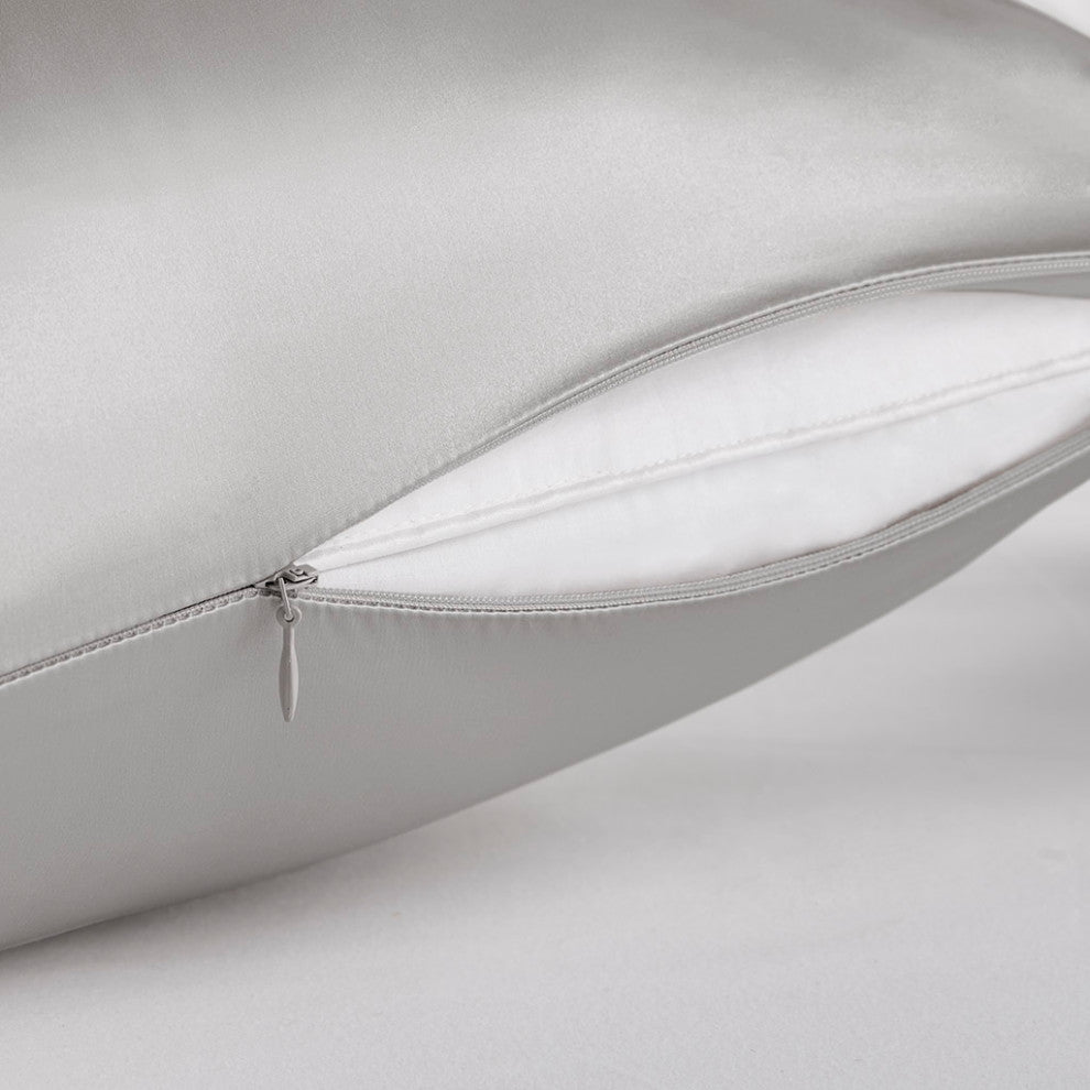 Madison Park Silk 100% Mulberry Single Pillowcase, Grey