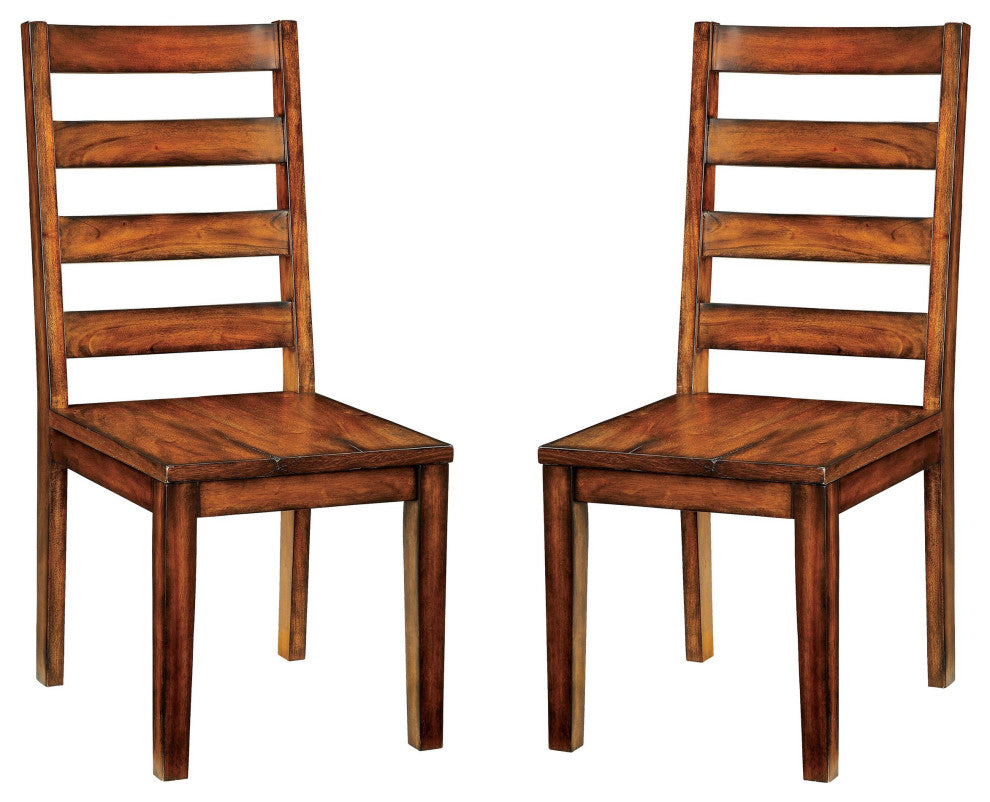 Furniture of America Hagrid Wood Dining Chair in Tobacco Oak (Set of 2)