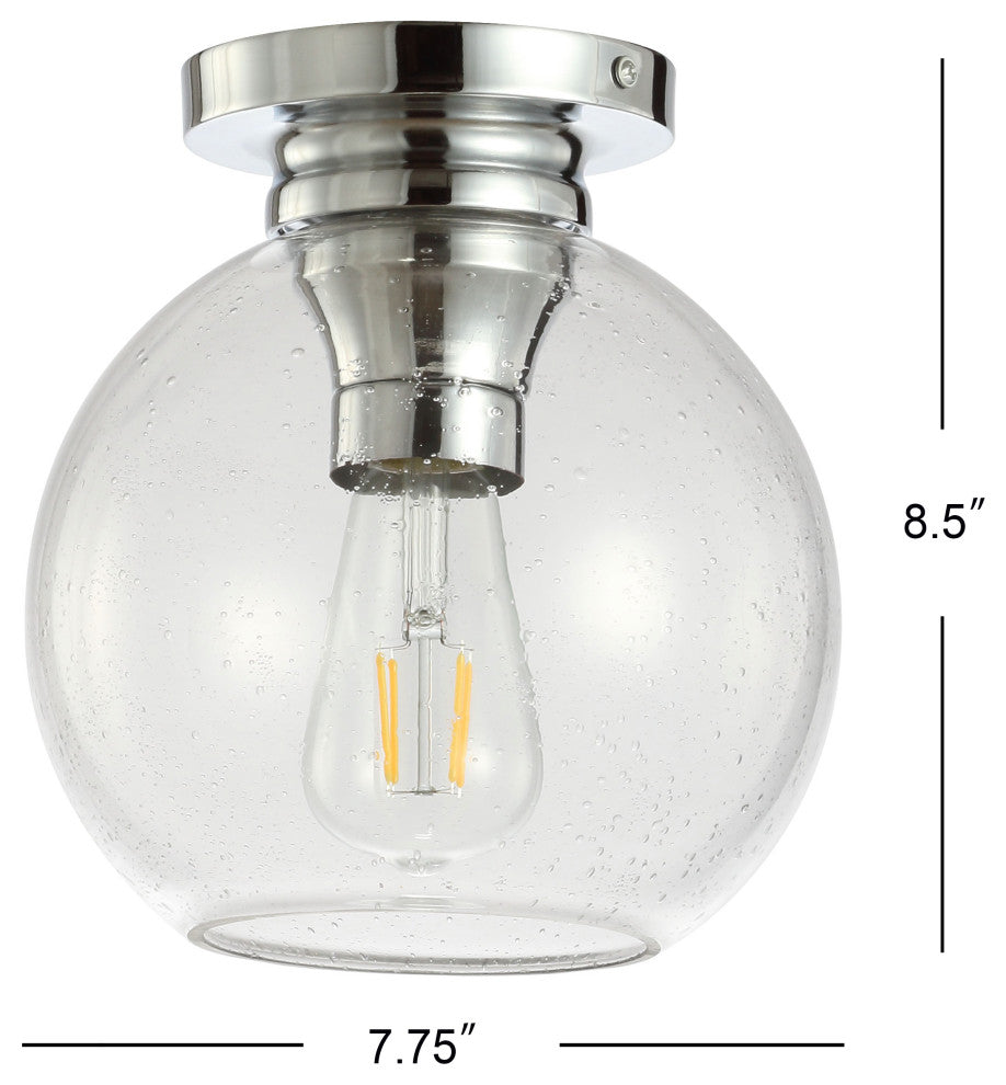 Atlas 7.75" Metal and Glass LED Flush Mount, Chrome