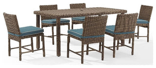 Crosley Furniture Bradenton 7-Piece Outdoor Wicker / Rattan Dining Set in Navy