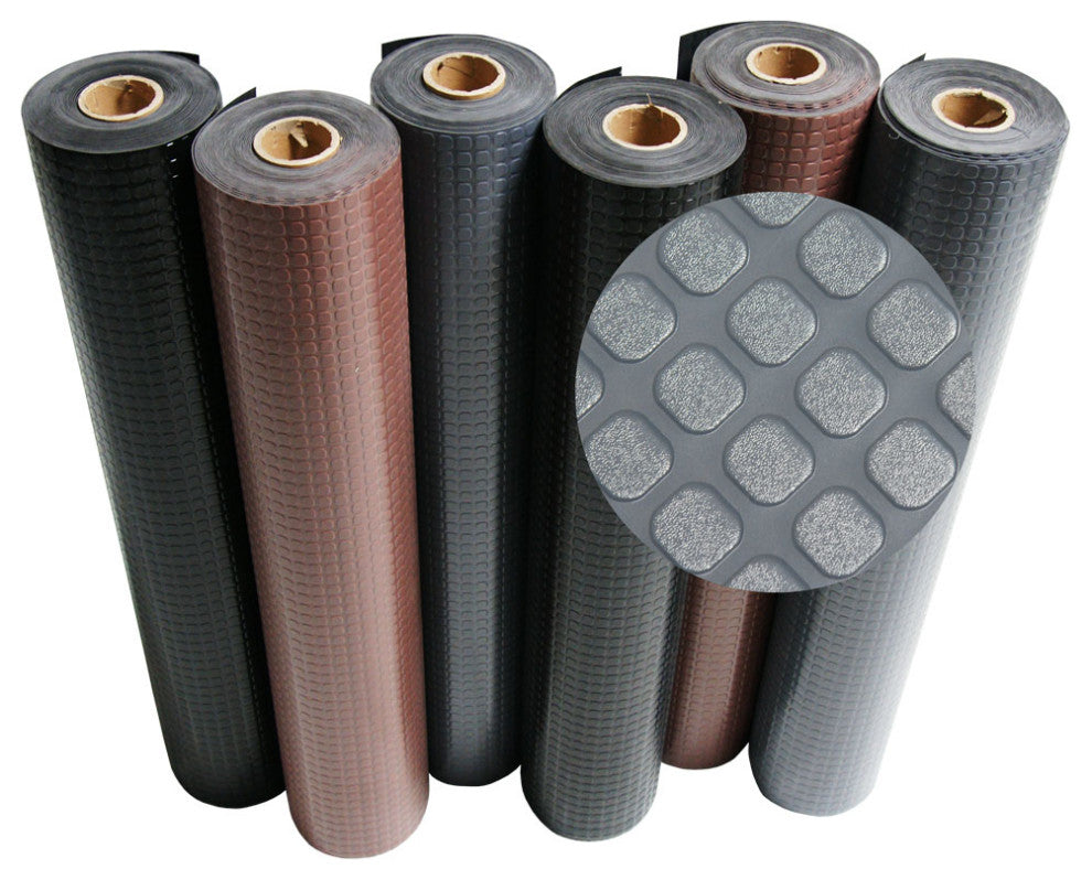 Rubber-Cal "Block-Grip" Rubber Flooring  - 3 Colors - Available in 17 Lengths, Brown, 4ft W X 35ft L