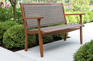 Gray Wicker and Eucalyptus Bench