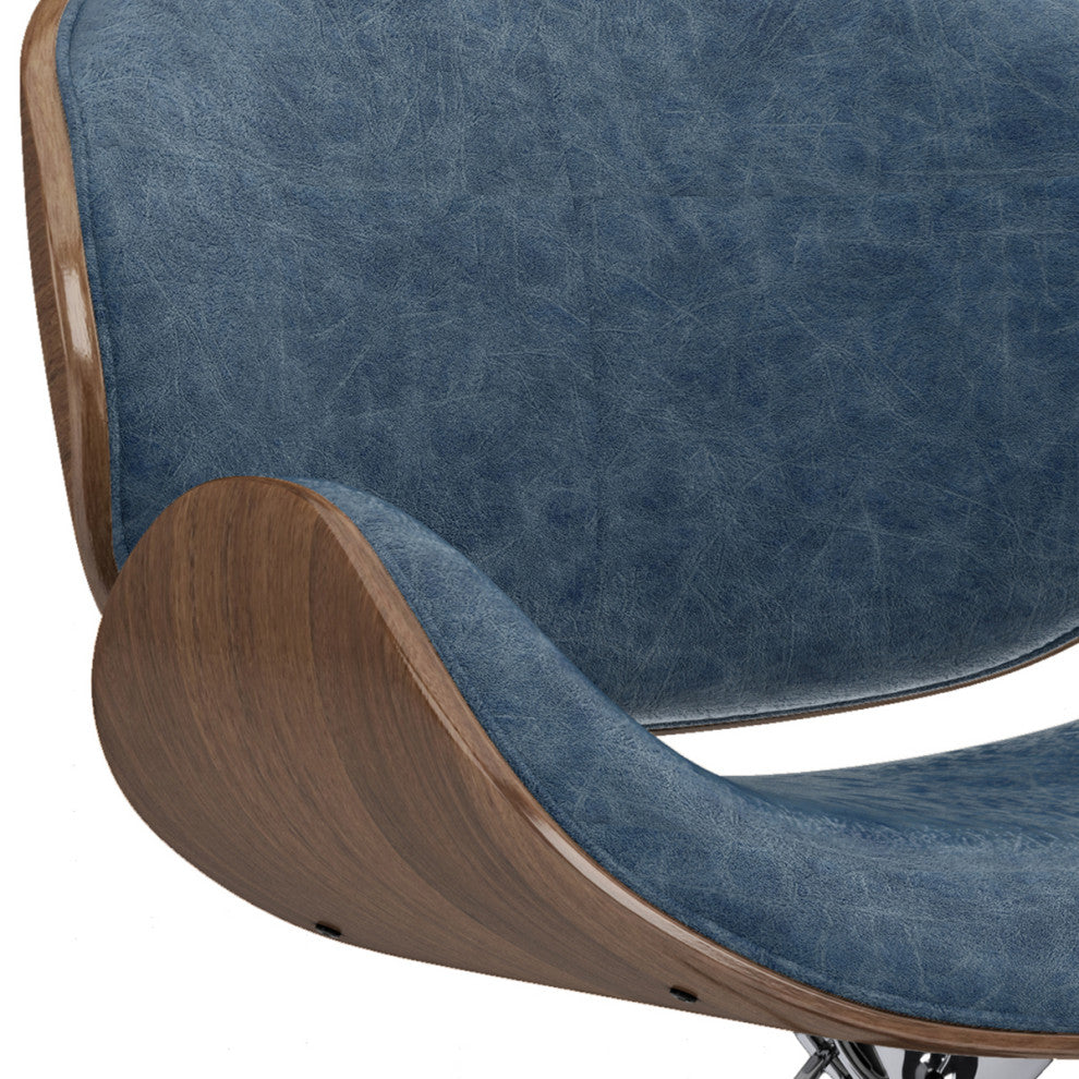 Marana Bentwood Adjustable Swivel Bar Stool, Distressed Blue