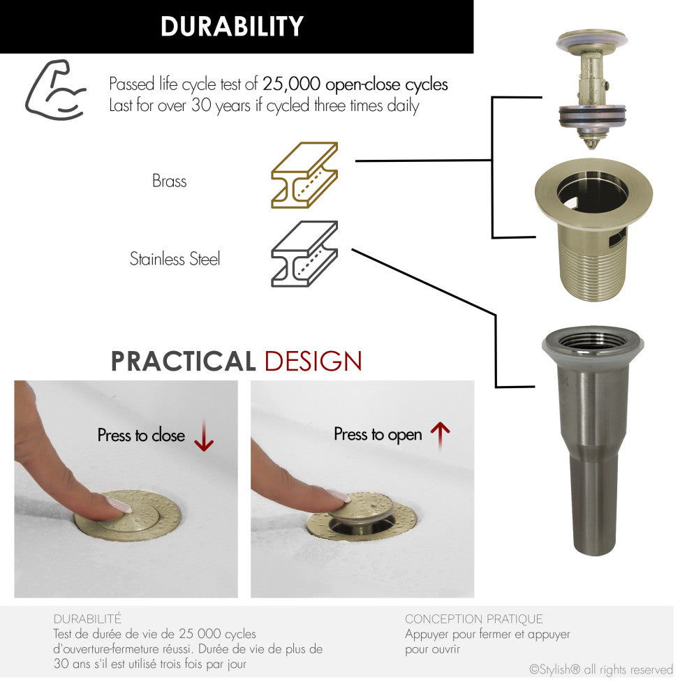 STYLISH Brushed Gold Pop-Up Bathroom Sink with Overflow Set of Two