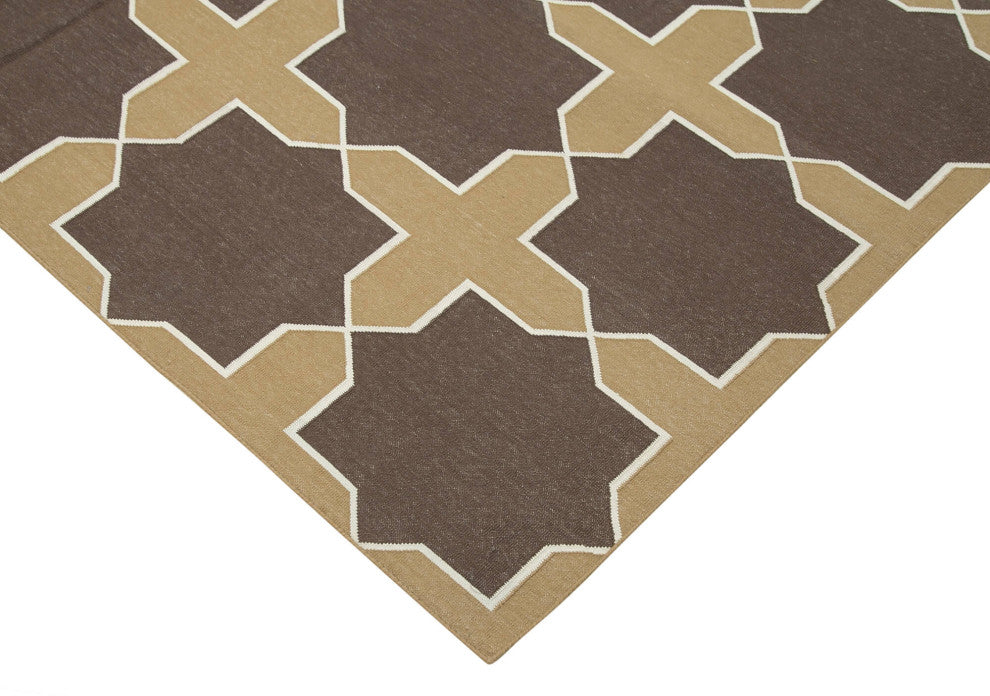 Rug N Carpet - Handmade Wool 6' 3'' x 9' 1'' Geometric Dhurrie Kilim Rug