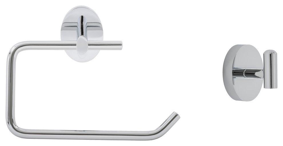 Amalfi 2-Piece Chrome Bathroom Accessory Set w/ Toilet Paper Holder & Robe Hook