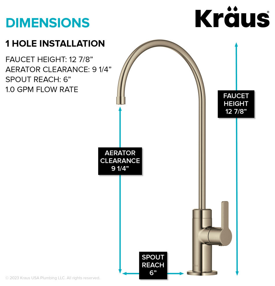 KRAUS Oletto Drinking Water Filter Faucet, Spot Free Antique Champagne Bronze