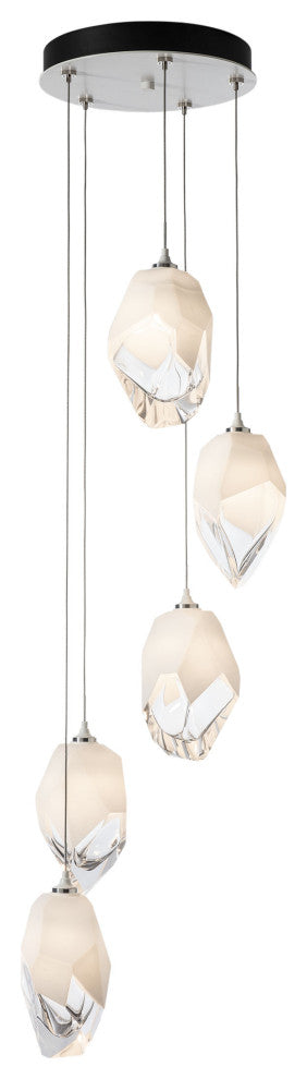 Chrysalis 5-Light Large Crystal Pendant White Finish- Long, White Crystal