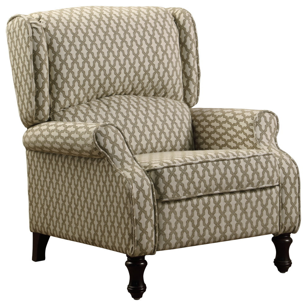 Evonna Puch Back Wingback Recliner, Beige, White