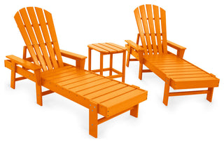 POLYWOOD South Beach Chaise 3-Piece Set, Tangerine
