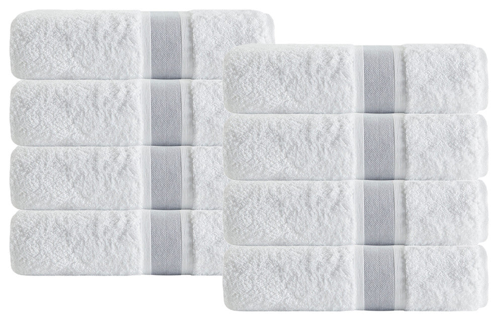 Enchante Home Unique Wash Cloths, Set Of 8, Silver