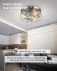 3 Light Flush Mount Ceiling Light, Cage, Ceiling Light, Nickel Finish