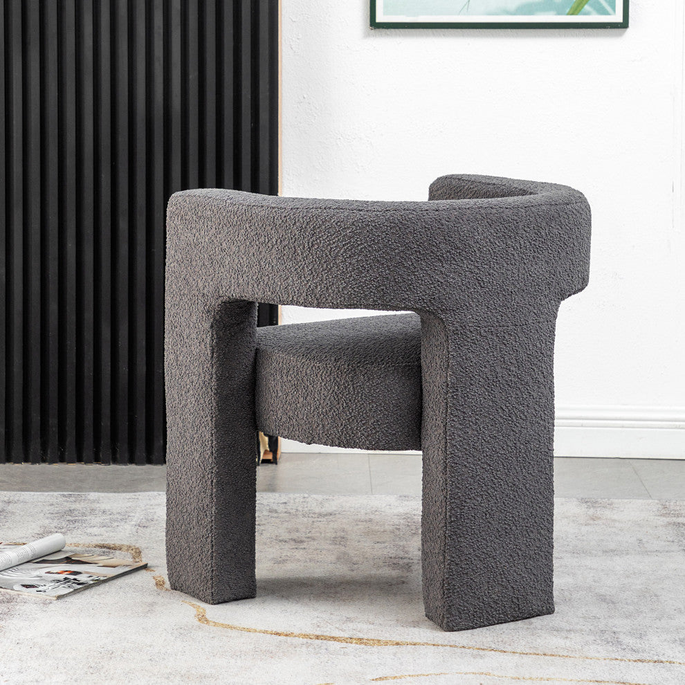 28" Wide Boucle Upholstered Square Armchair, Gray