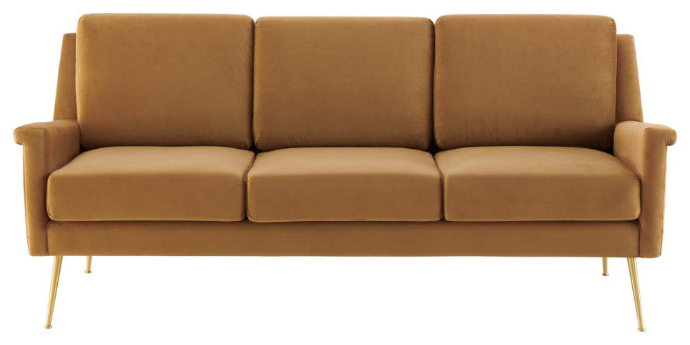 Sofa, Velvet, Gold Brown, Modern, Living Lounge Room Hotel Lobby Hospitality