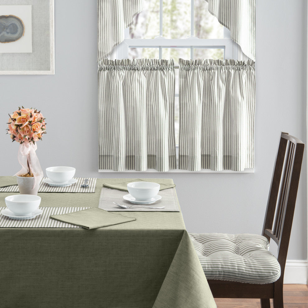 Plaza Stripe Tailored Tiers, Sage, 56"x24"