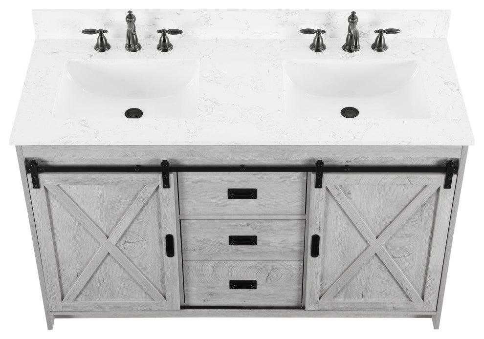 Rafter 54" Bathroom Vanity, White Wash