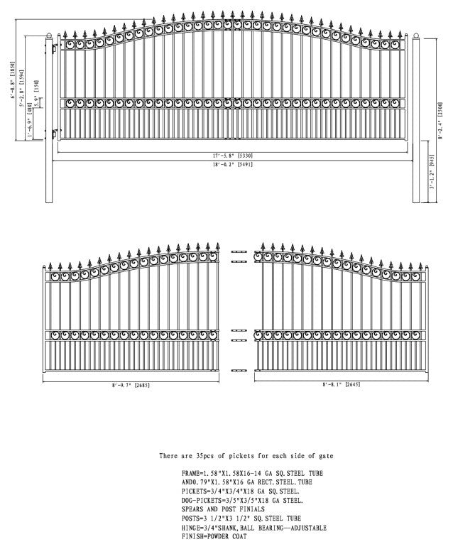 Aleko Driveway Iron Wrought Steel Gate London Style Single Swing, 18'