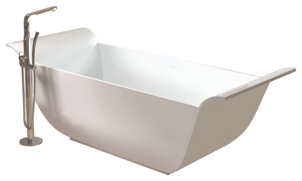 ADM Curved Freestanding Bathtub, Matte White, 76.8"