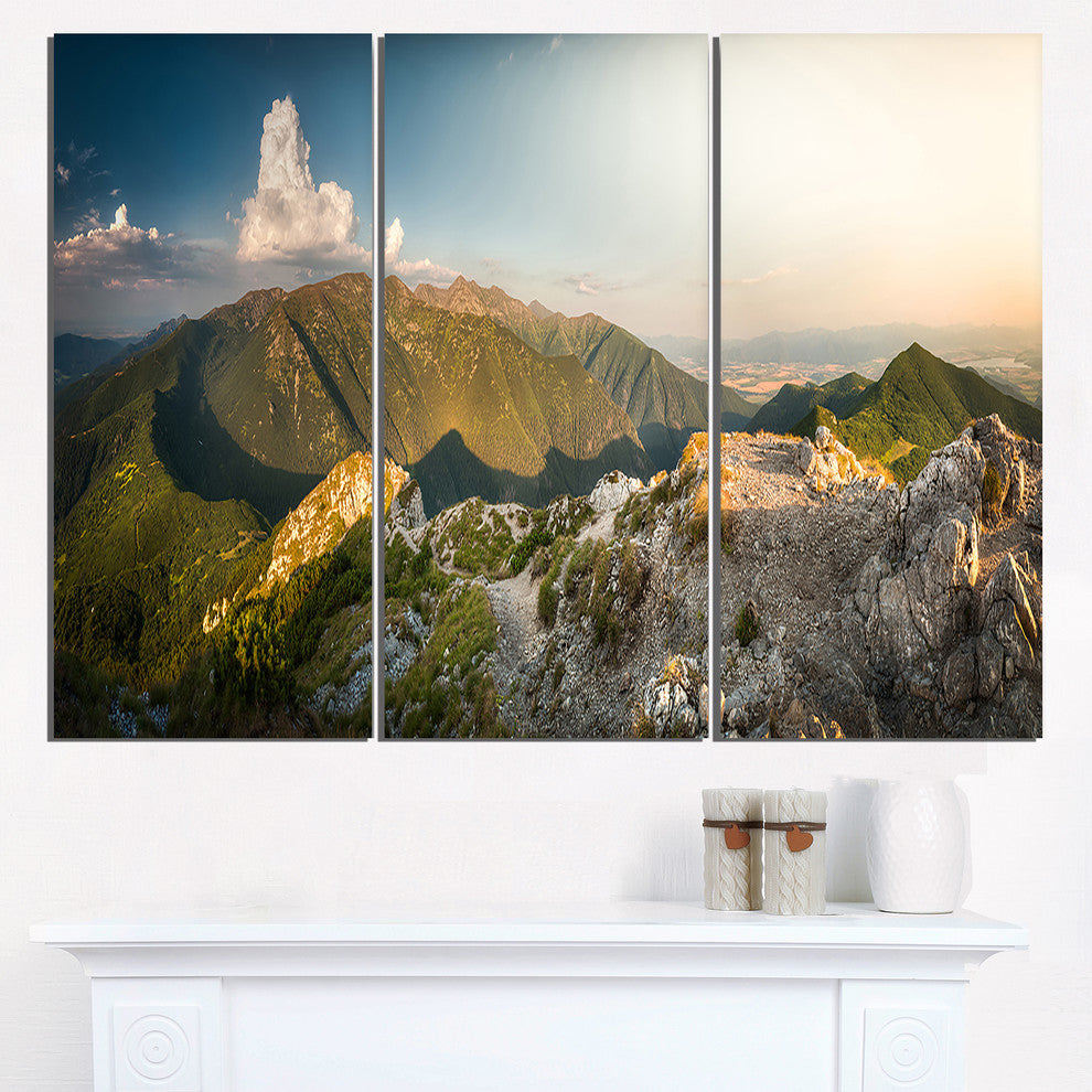 "Rocky Green Mountains Panorama" Metal Wall Art, 3 Panels, 36"x28"