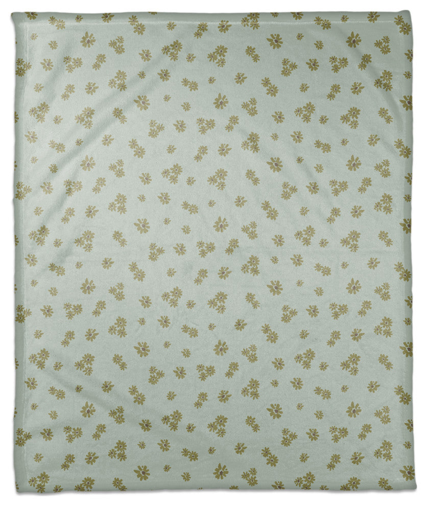 Green Daisy Pattern 50x60 Coral Fleece Blanket