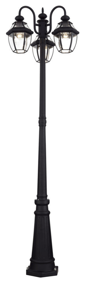 Monterey Multi Head Black Outdoor Post Light with Clear Beveled Glass