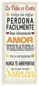 La Vida es Corta Life is Short Typography Art Wall Plaque