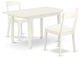 3-PieceDining Set 2 Chairs, Faux Leather Seat, Butterfly Leaf Table, Linen White