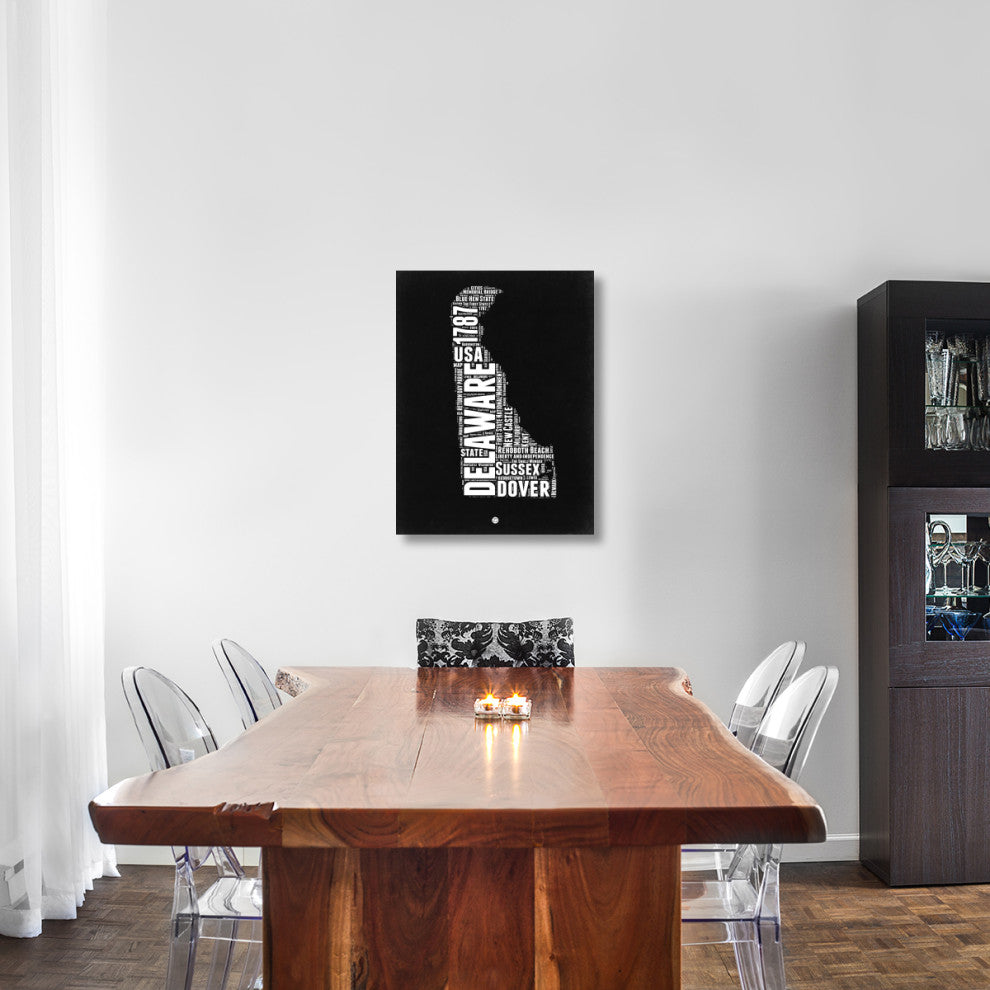 "Delaware Black and White Map" Fine Art Print