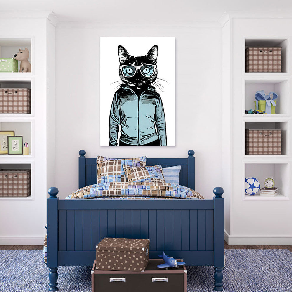Cortesi Home "Cool Cat" by Nicklas Gustafsson, Giclee Canvas Wall Art, 18"x26"