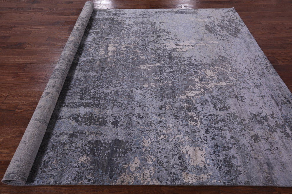 7' 10" X 10' 1" Wool and Silk Modern Handmade Rug Q8657