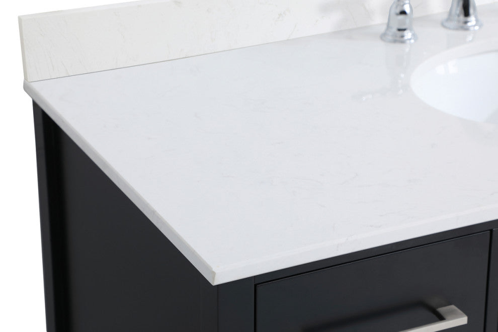 Iris 48" Single Bathroom Vanity, Black With Backsplash