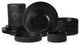 Christian Siriano Lusso Stoneware 16 Piece Dinnerware Set, Black