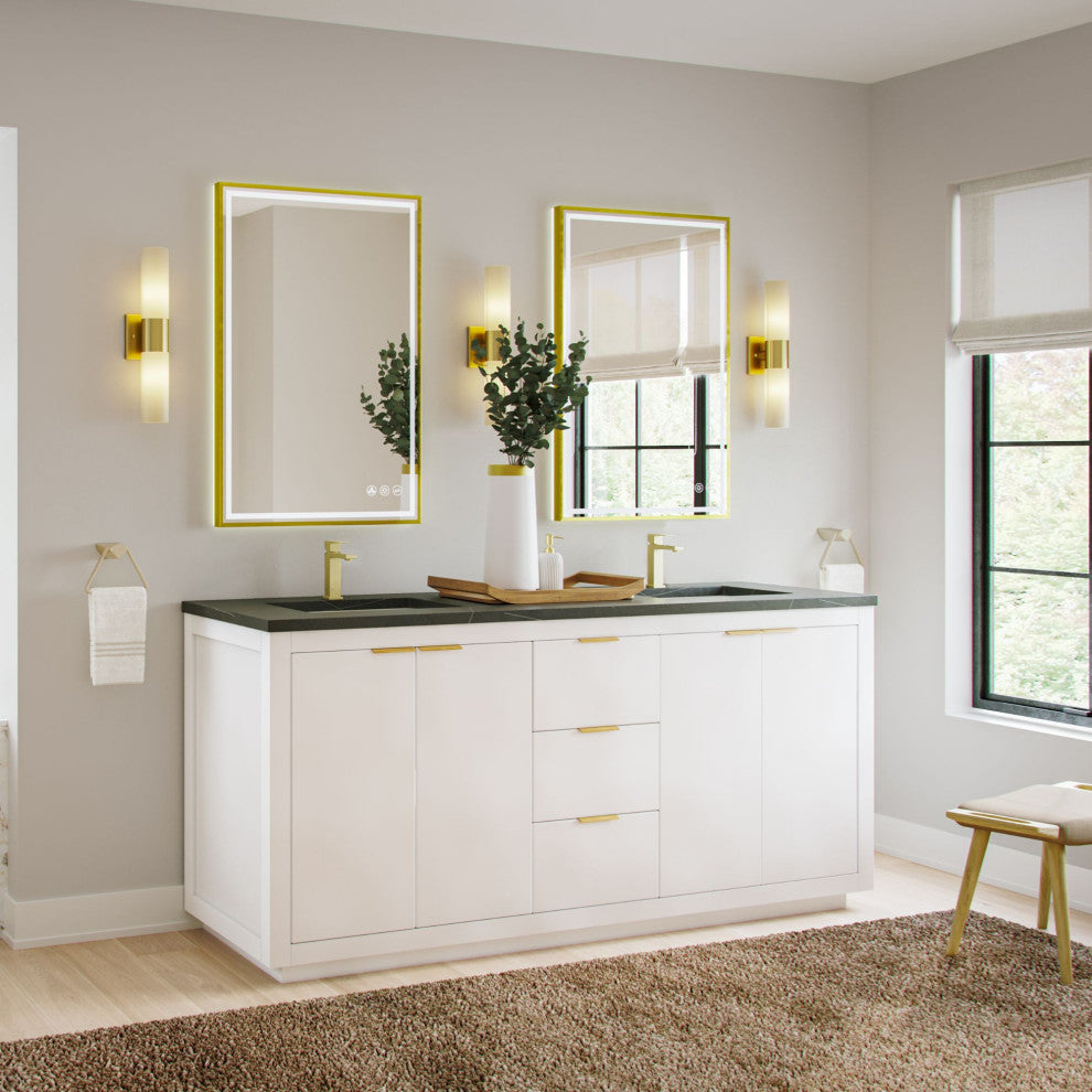 Livex Lighting Aero 2-Light ADA Bath Vanity Wall Light, Satin Brass
