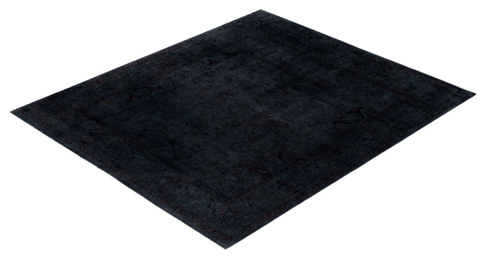 Overdyed One-of-a-Kind Hand-Knotted Area Rug Black, 8' 0" x 9' 4"