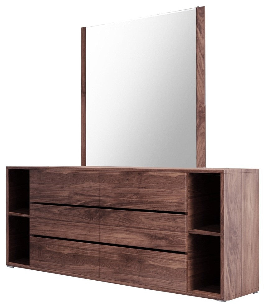Nova Domus Jagger Modern Walnut Dresser and Mirror Set