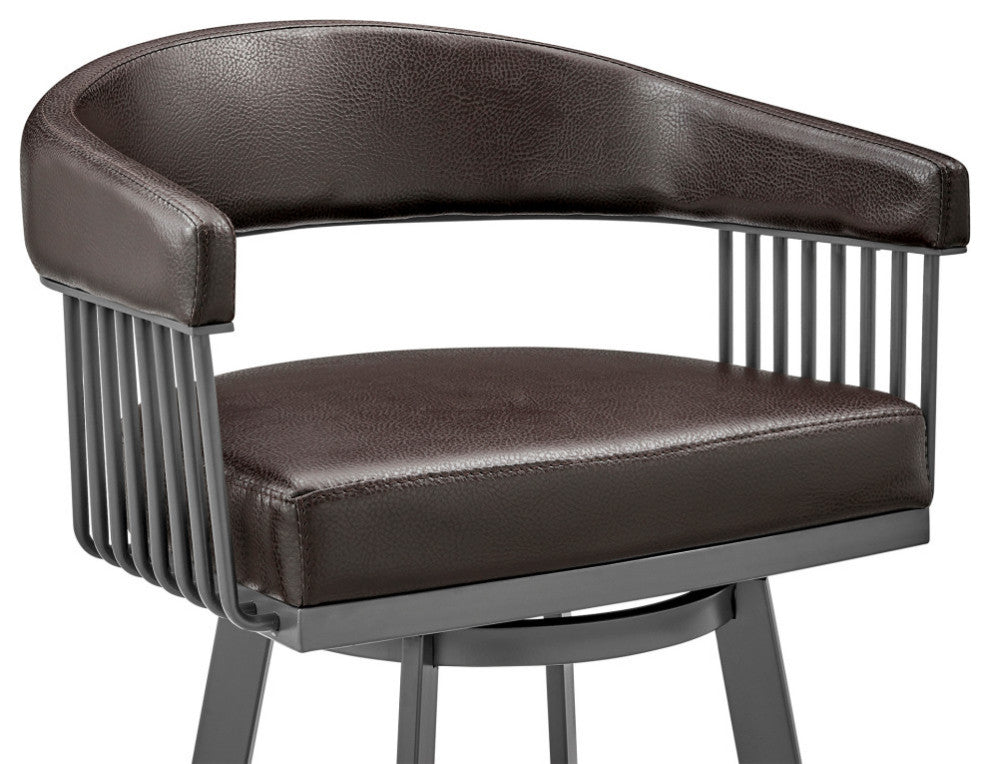 Chelsea 30" Swivel Bar Stool, Java Brown Finish and Chocolate Faux Leather