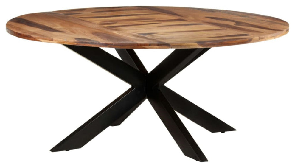 vidaXL Dining Table Round 68.9"x29.5" Acacia Wood With Sheesham Finish