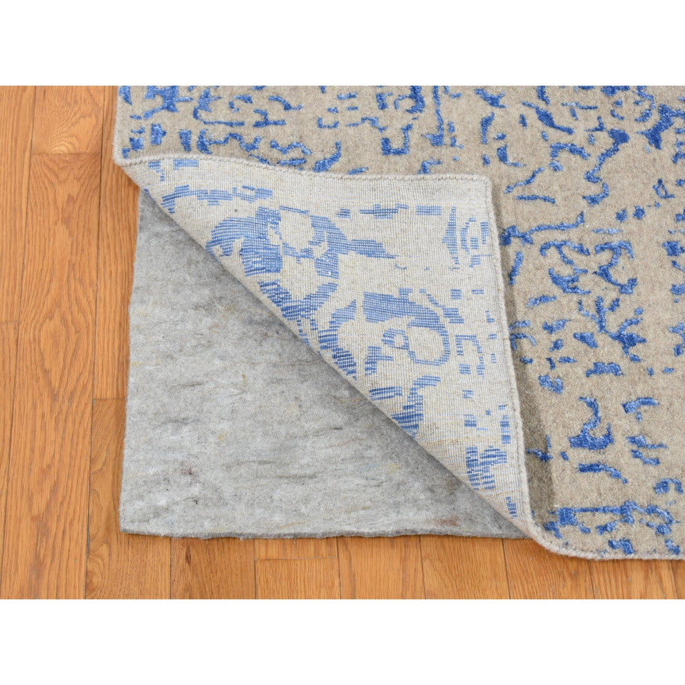 Bayern Blue, Hand Loomed, Wool and Art Silk, Mamluk Design, Rug, 8'9"x12'
