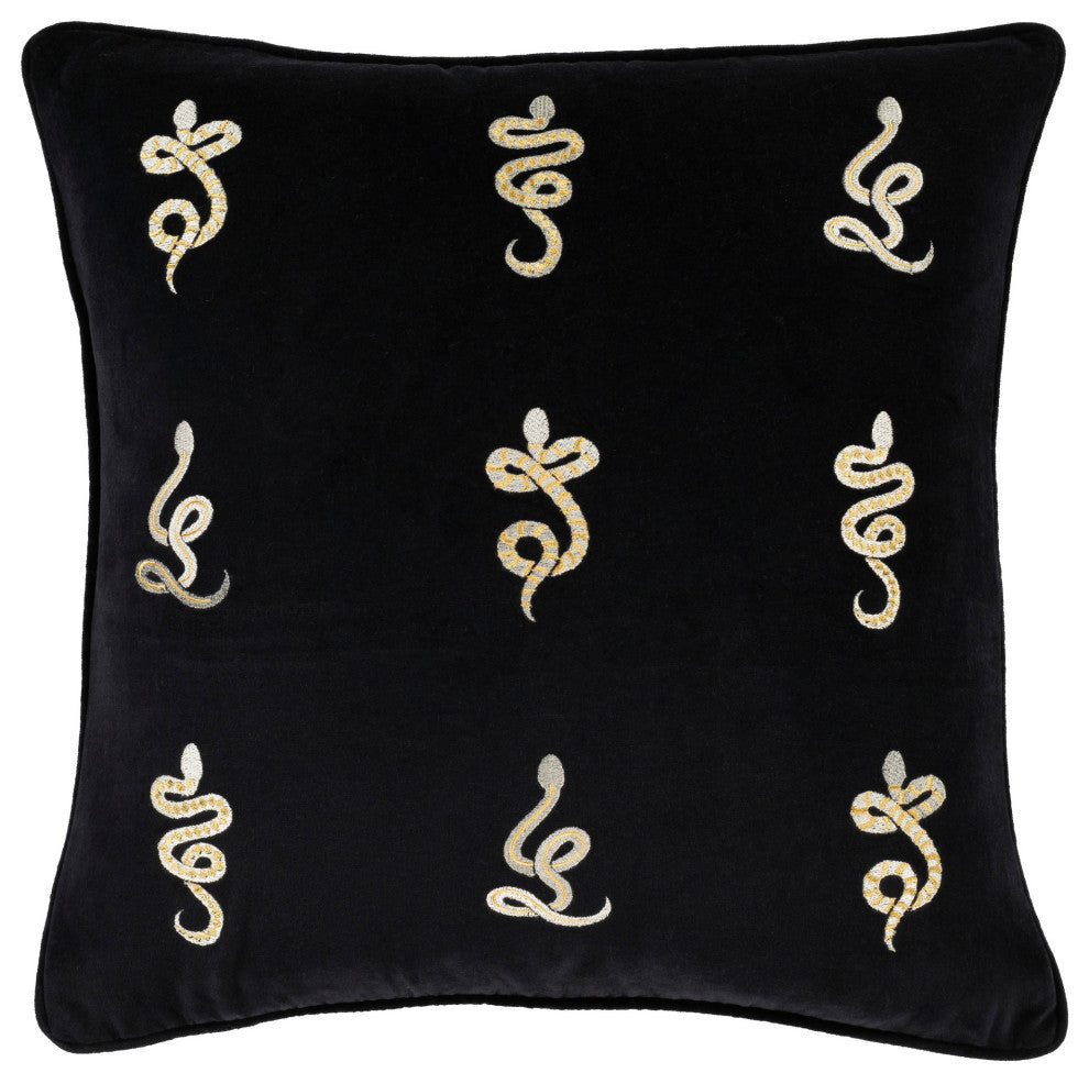 Surya Vida Black Pillow Shell With Polyester Insert 18"H X 18"W