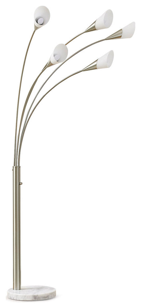 HOMEGLAM Flourish 5-light LED Arch Floor Lamp, Brushed Nickel