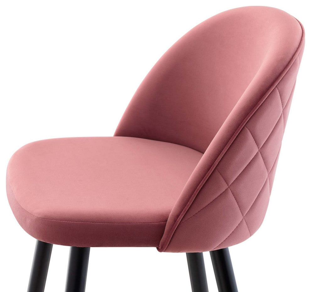 Bar Stool Chair Barstool, Set of 2, Velvet, Metal, Pink, Modern, Bar Pub Bistro