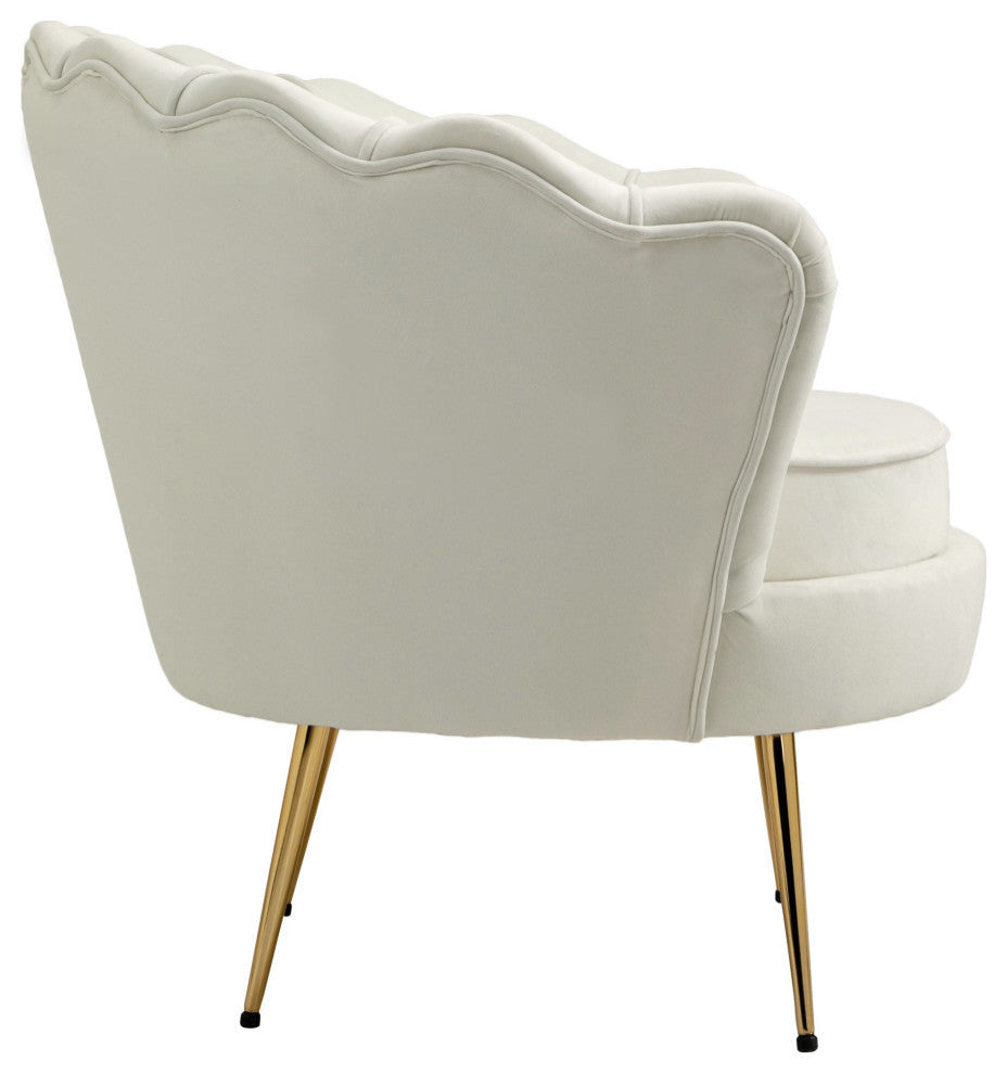 Gardenia  Velvet Upholstered Chair, Cream