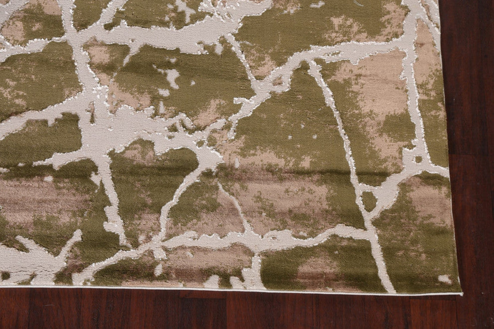 Green Abstract Turkish Transitional Oriental Rug Contemporary Carpet 8x10